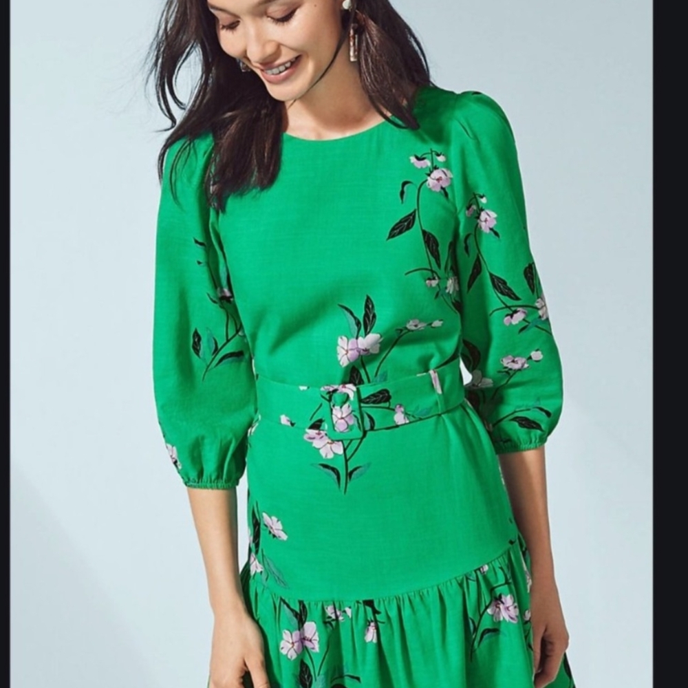 Ann Taylor Green Floral Dress
